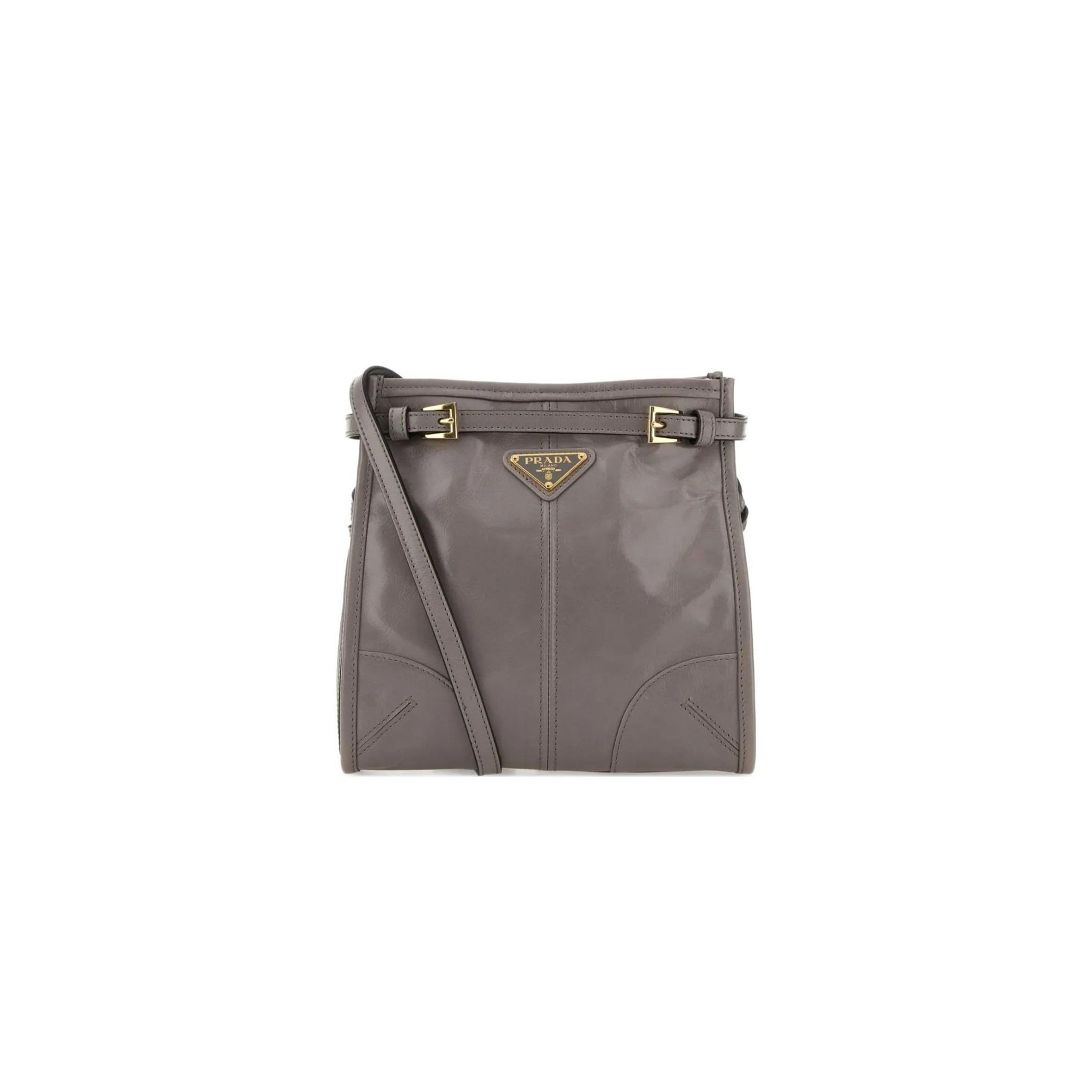 PRADA GRAY MINI BONNIE BUCKLE-DETAIL CROSS BODY BAG 1BA229 (20*19.5*8cm)